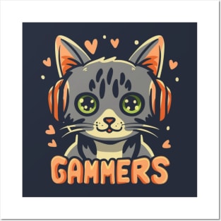 Cat gamers Posters and Art